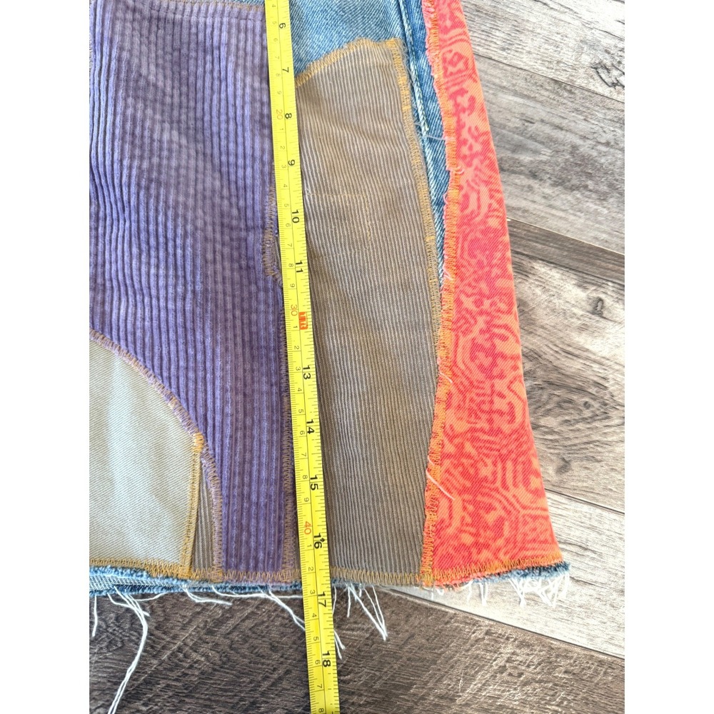 Levi's Patchwork Boho Festival Skirt Reworked Upcycled Denim Sz 29 Concert Rodeo - Picture 4 of 8